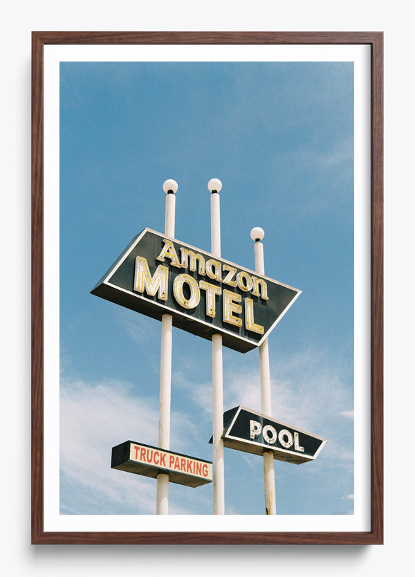 Amazon Motel in a Heritage Walnut frame