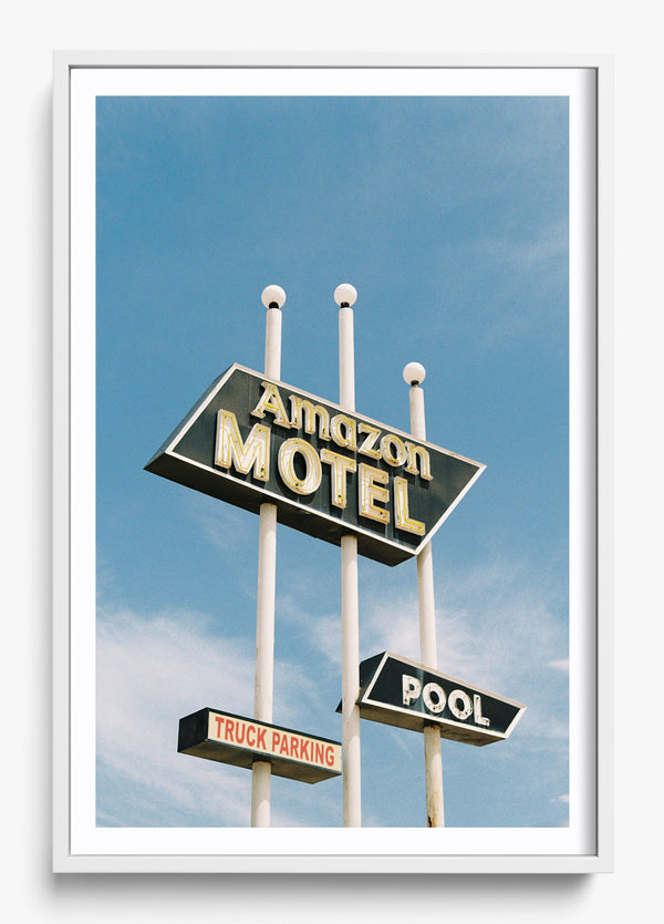 Amazon Motel in a White frame