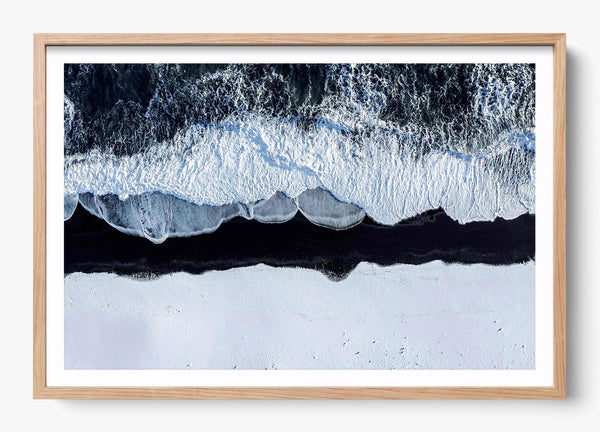 Black Sands & Winter Currents in a Hickory frame