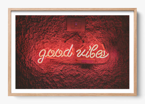 Good Vibes Only in a Hickory frame