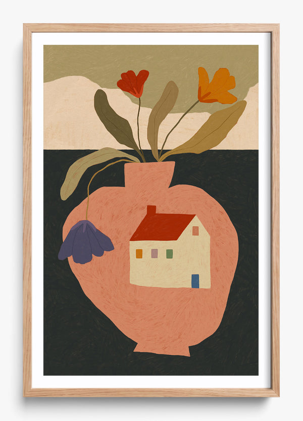 Home In Bloom in a Hickory frame