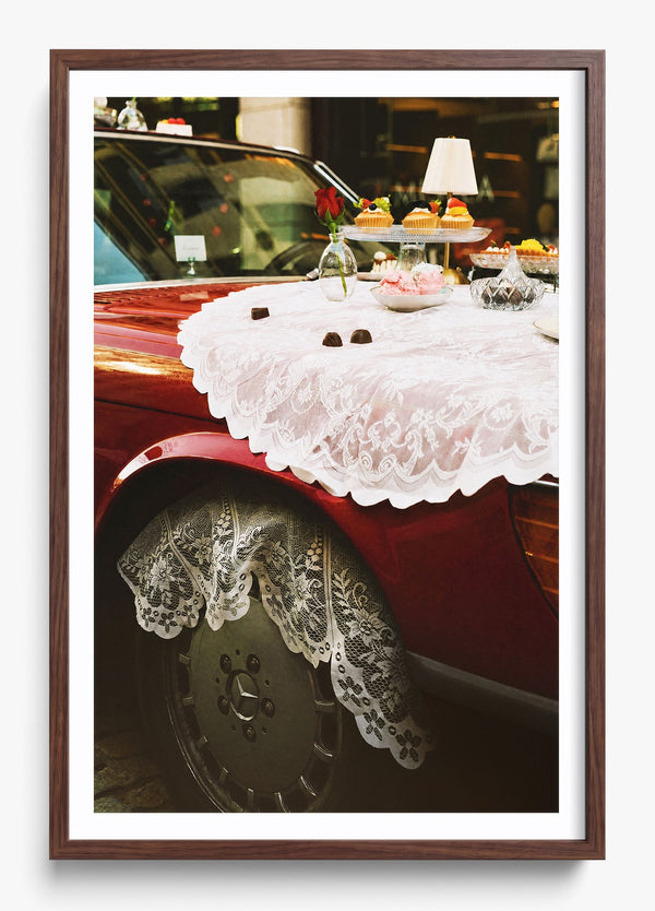 Lace Service in a Heritage Walnut frame