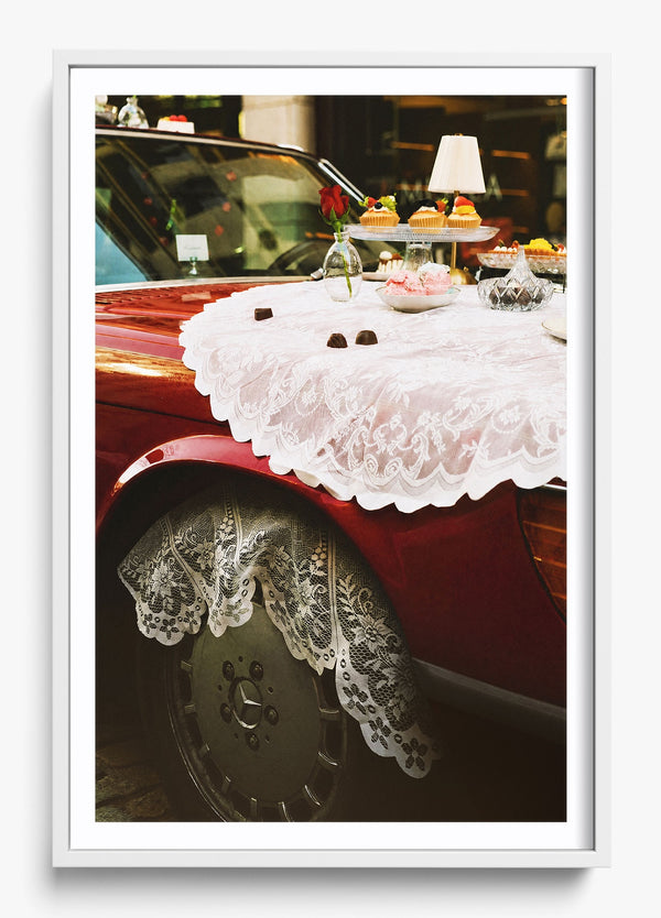 Lace Service in a White frame