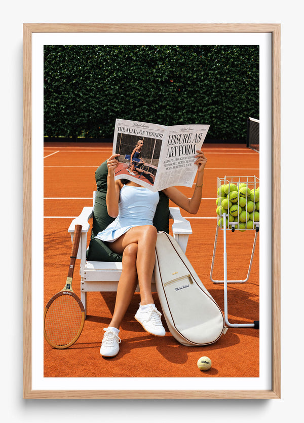 Leisure Reading in a Hickory frame