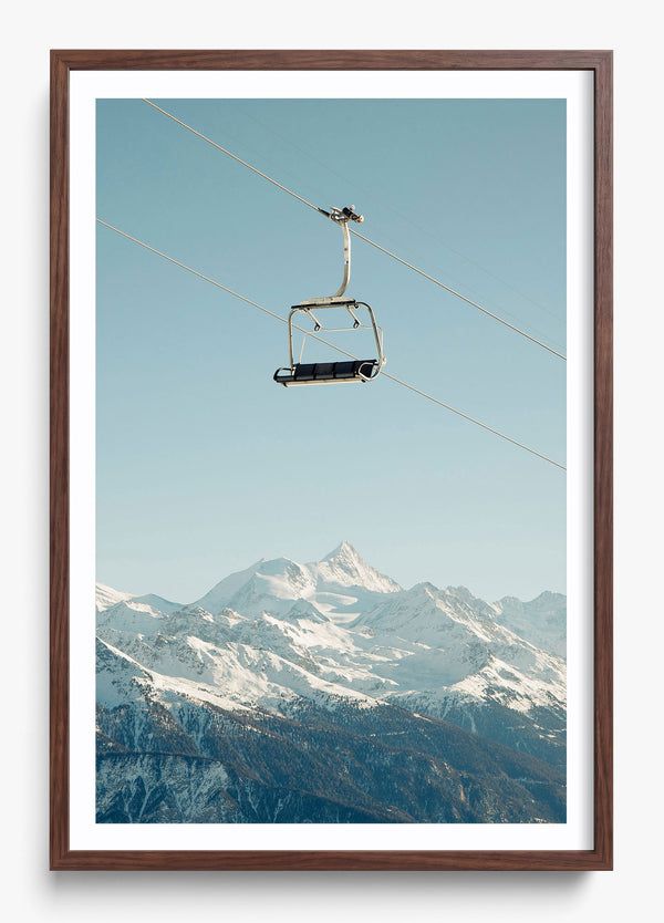 Swiss Ski Lift in a Heritage Walnut frame