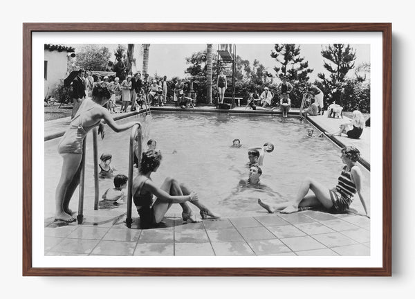 The First Pool Party in a Heritage Walnut frame