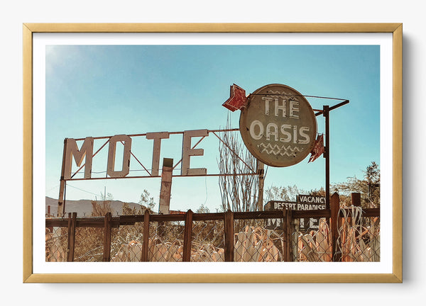 The Oasis Motel in a Gold frame