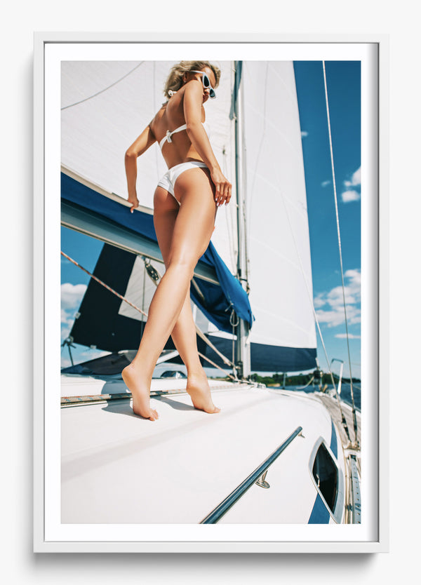Born To Sail in a White frame