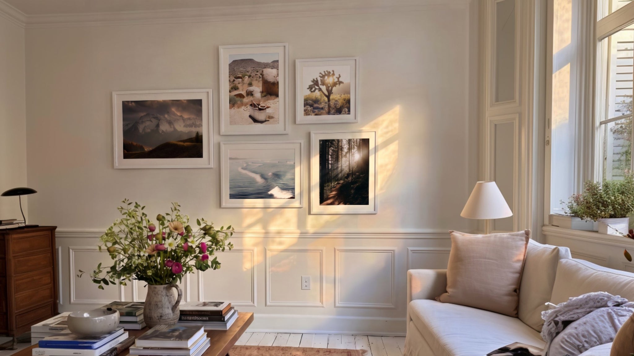 A Helm + Oar framed print in a room scene