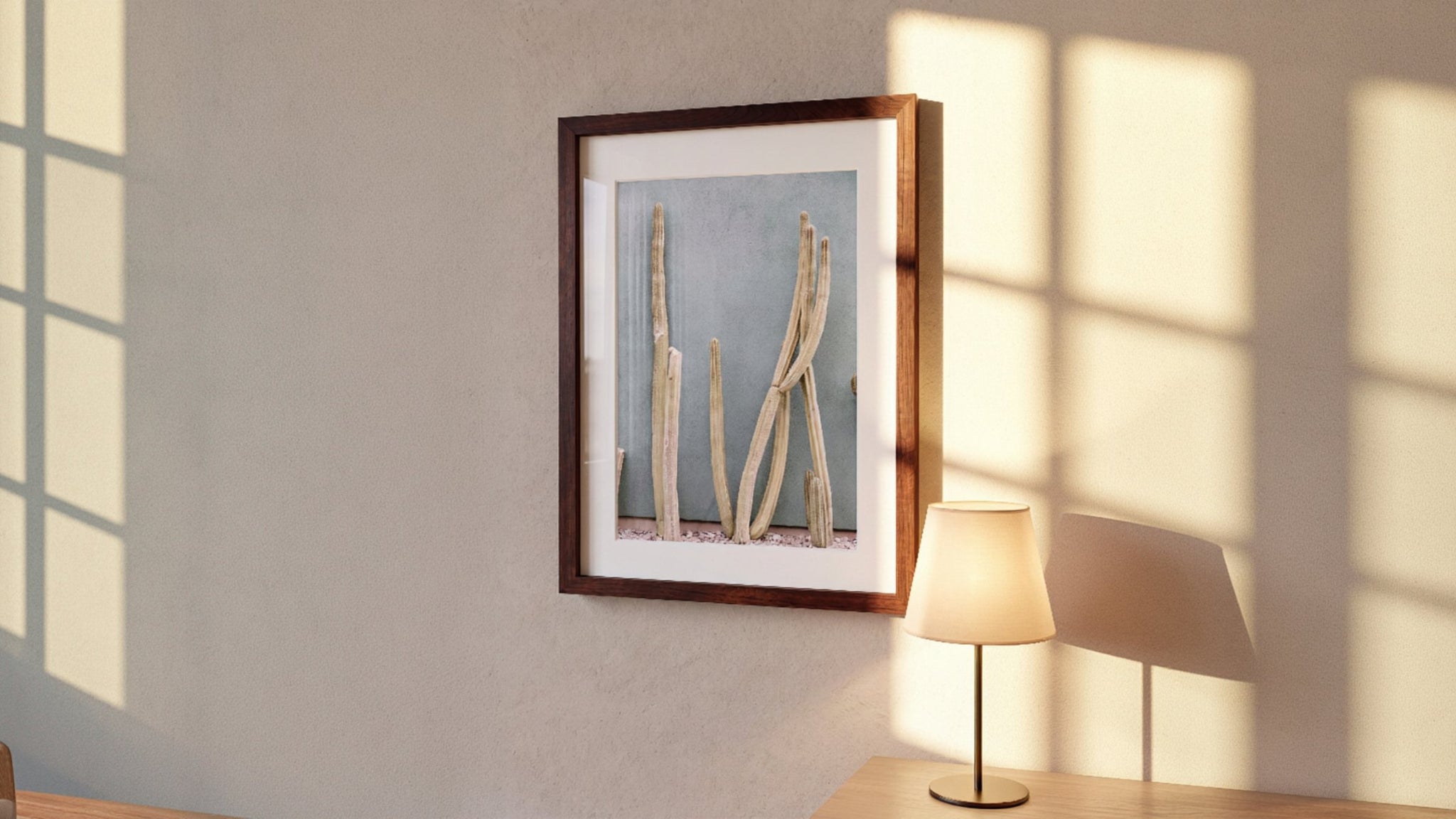 A Helm + Oar framed print in a room scene