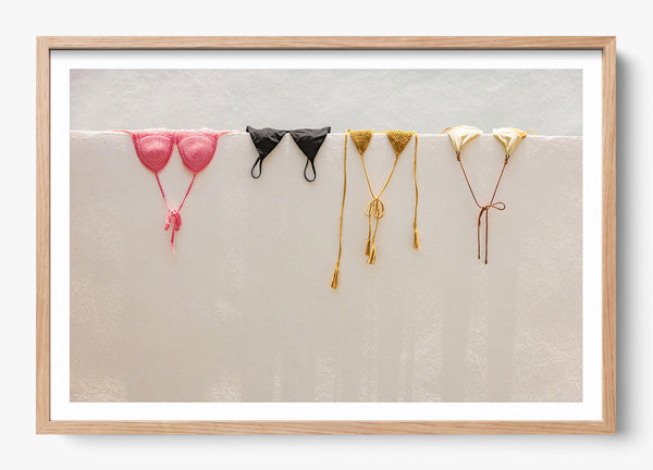 Bikini Hangs in a Hickory frame