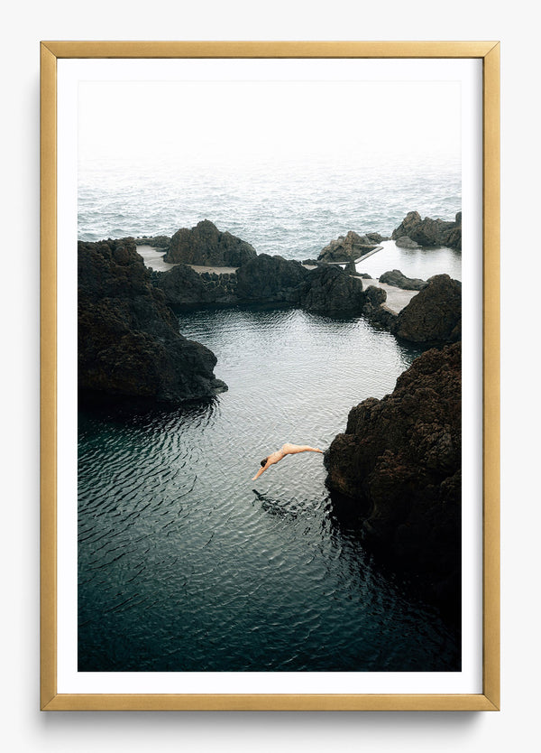 Cliffside Escape in a Gold frame