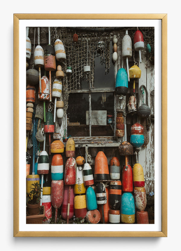 Hooked In Rockport in a Gold frame