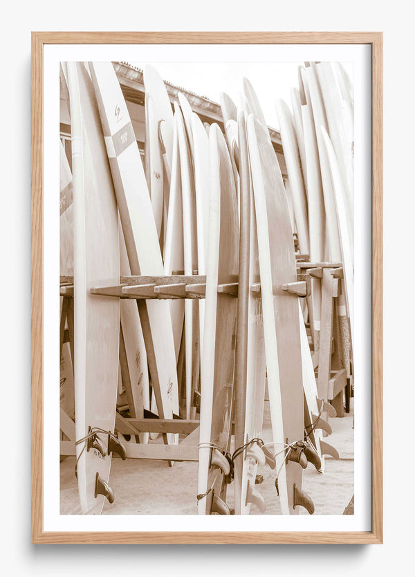 Lined Up in a Hickory frame