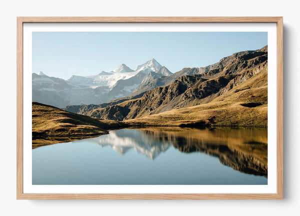 Reflections of the Alps in a Hickory frame