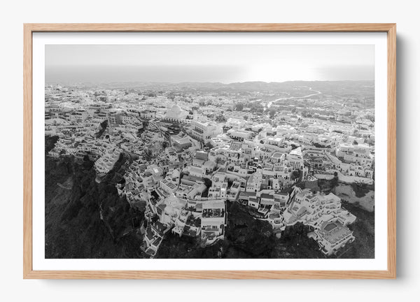 Santorini From Above in a Hickory frame