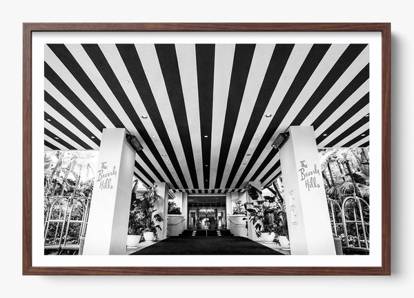 The Beverly Hills Hotel B/W in a Heritage Walnut frame