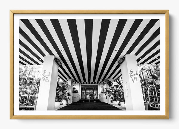 The Beverly Hills Hotel B/W in a Gold frame