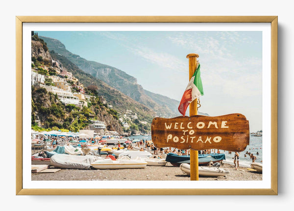 Welcome To Positano in a Gold frame