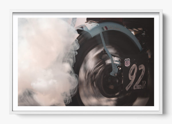 Burnout in a White frame