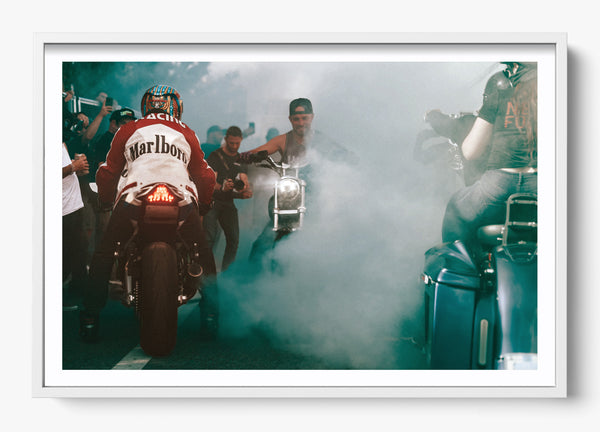 Crowd Control in a White frame