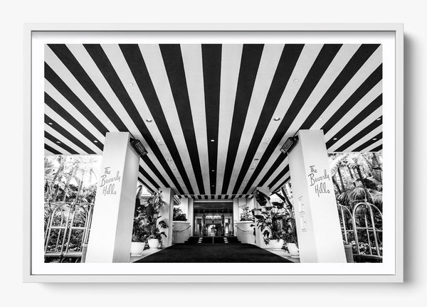 The Beverly Hills Hotel B/W in a White frame