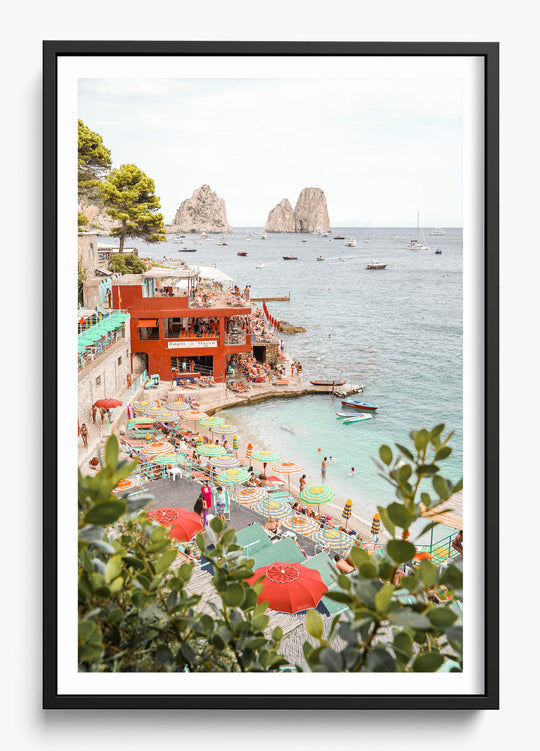 Capri Island Summer Photo, Bagni di Maria Beach Club Art Print, Italy  Landscape Travel Photography Art Print by Henrike Schenk Travel Photography